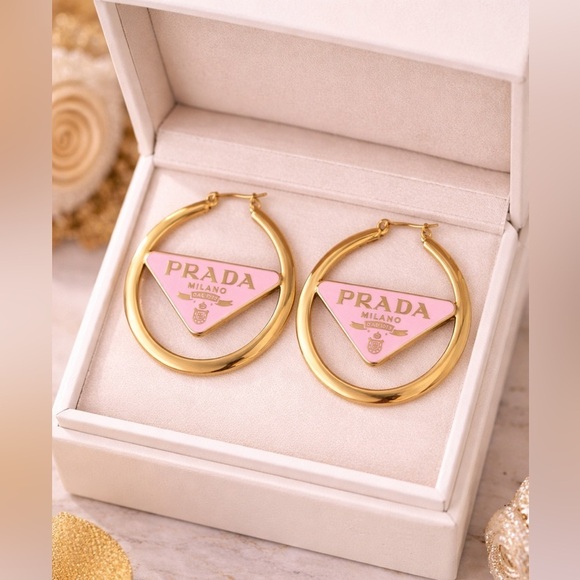 Fashion Jewelry Jewelry - 18K Gold & Pink Luxury Hoop Earrings